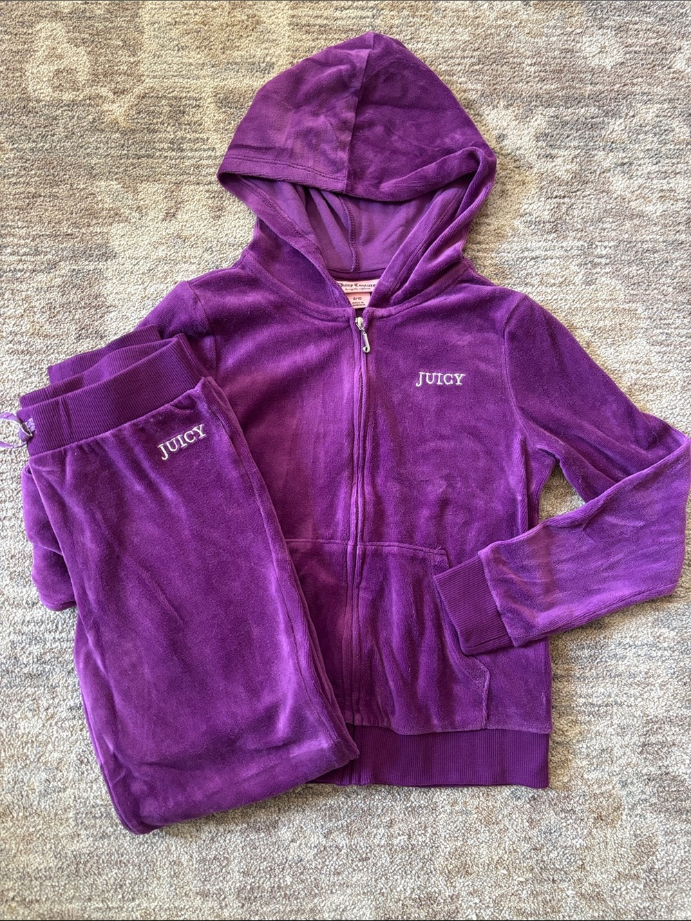 Juicy Couture Girls Purple Velour Hoodie & Pants Set